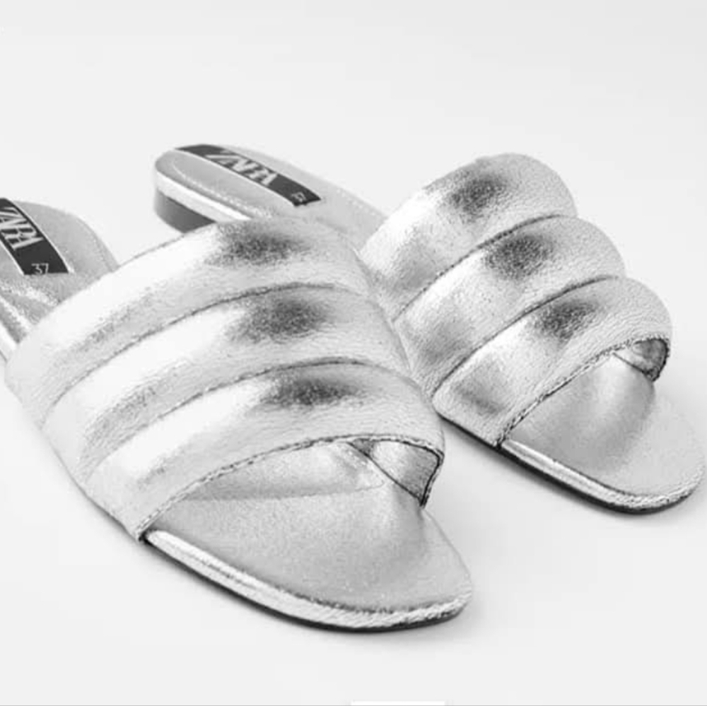 Zara Silver Women's Slide Sandals